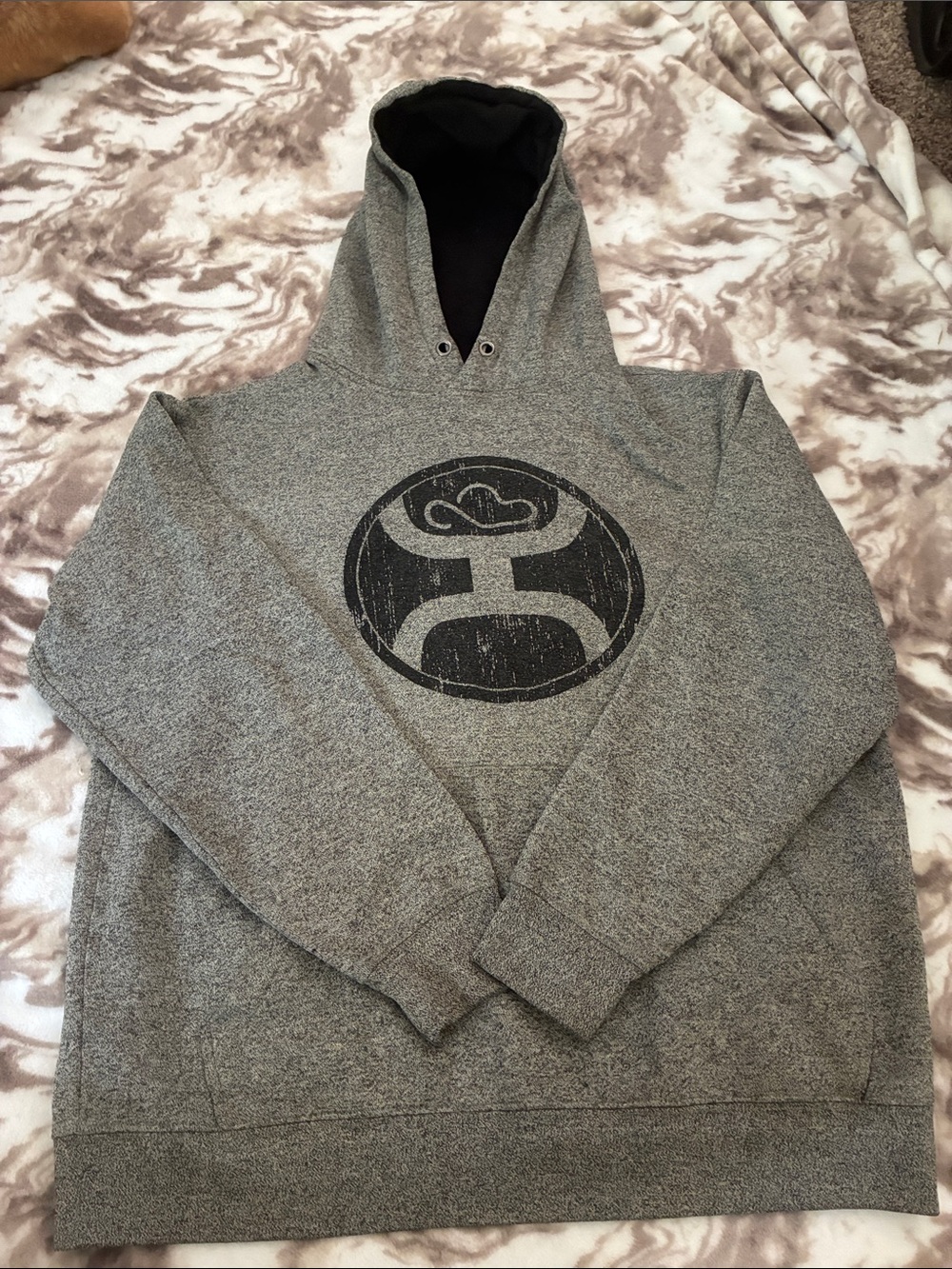 Hooey Men's Gray Hooded Pullover with Distressed Logo